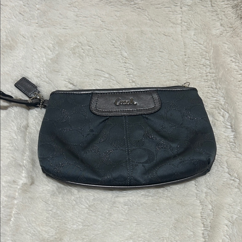 Coach Dark Gray Signature Wristlet